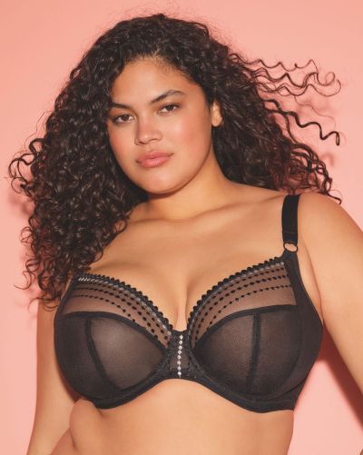 Elomi Matilda UW Plunge Bra Black Underwired, full cup plunge bra 70-100, E-O EL8900-BLK