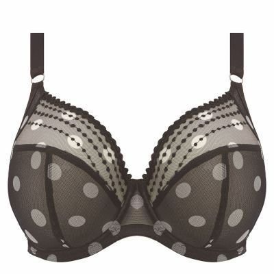 Elomi Matilda UW Plunge Bra Black Polka Dot Underwired, full cup plunge bra. 70-100, E-O EL8900-BDT