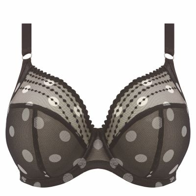 Elomi Matilda UW Plunge Bra Black Polka Dot Underwired, full cup plunge bra. 70-100, E-O EL8900-BDT