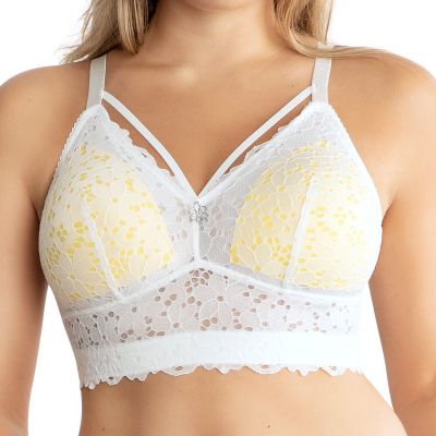 Parfait Lingerie Mia Daisy Longline NW Bralette Pearl White Underwired, fully boned longline strapless bustier bra. M-2XL, S+-3XL+ (D-L cups) P6142-PRL