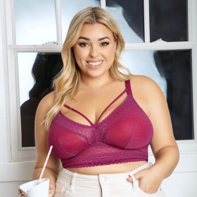 Parfait Lingerie Mia Dot Longline Bralette Blackberry Non-wired, bralette with removable cup padding. 65-90, D-H P6011-BLY