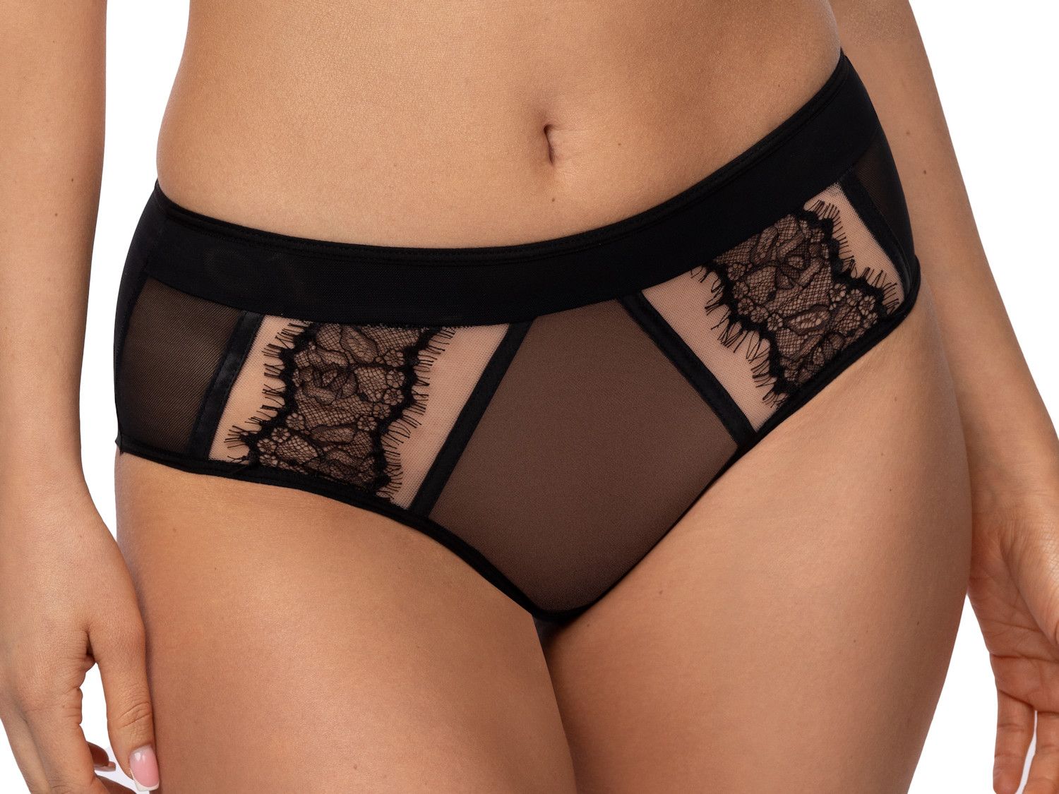 Lace High Waist Briefs - Black - Ladies