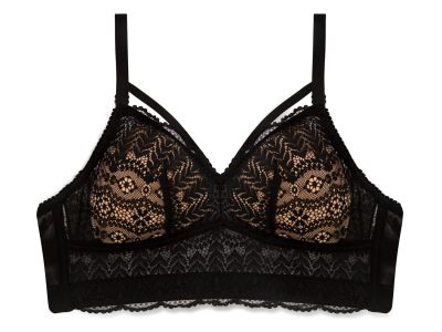 Parfait Lingerie Mia Lace Longline Bralette Black Non-wired, bralette with removable cup padding 65-95, D-H P5951-BLK