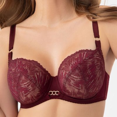 Gorsenia Mila UW Soft Bra Burgundy Underwired, non-padded stretch lace bra. 65-95, D-M K956-deep-red