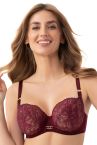 Gorsenia Mila UW Soft Bra Burgundy-thumb Underwired, non-padded stretch lace bra. 65-95, D-M K956-deep-red