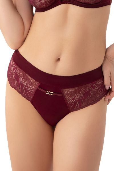 Gorsenia Mila Briefs Burgundy Midi briefs with medium high waist. L/40 - 4XL/48 K957-deep-red