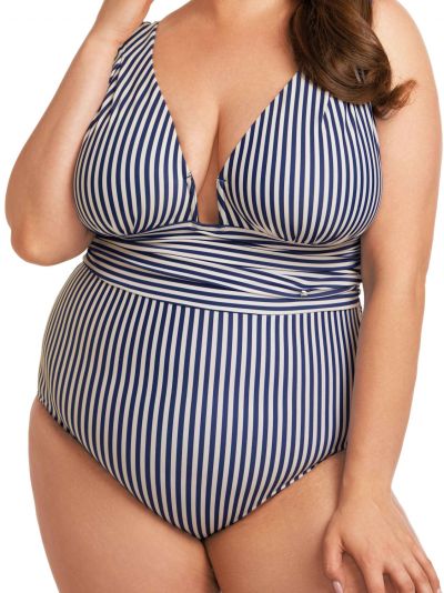 Nessa Milano One-Piece NW Swimsuit Navy/Ecru  M-3XL N543-NA-EC