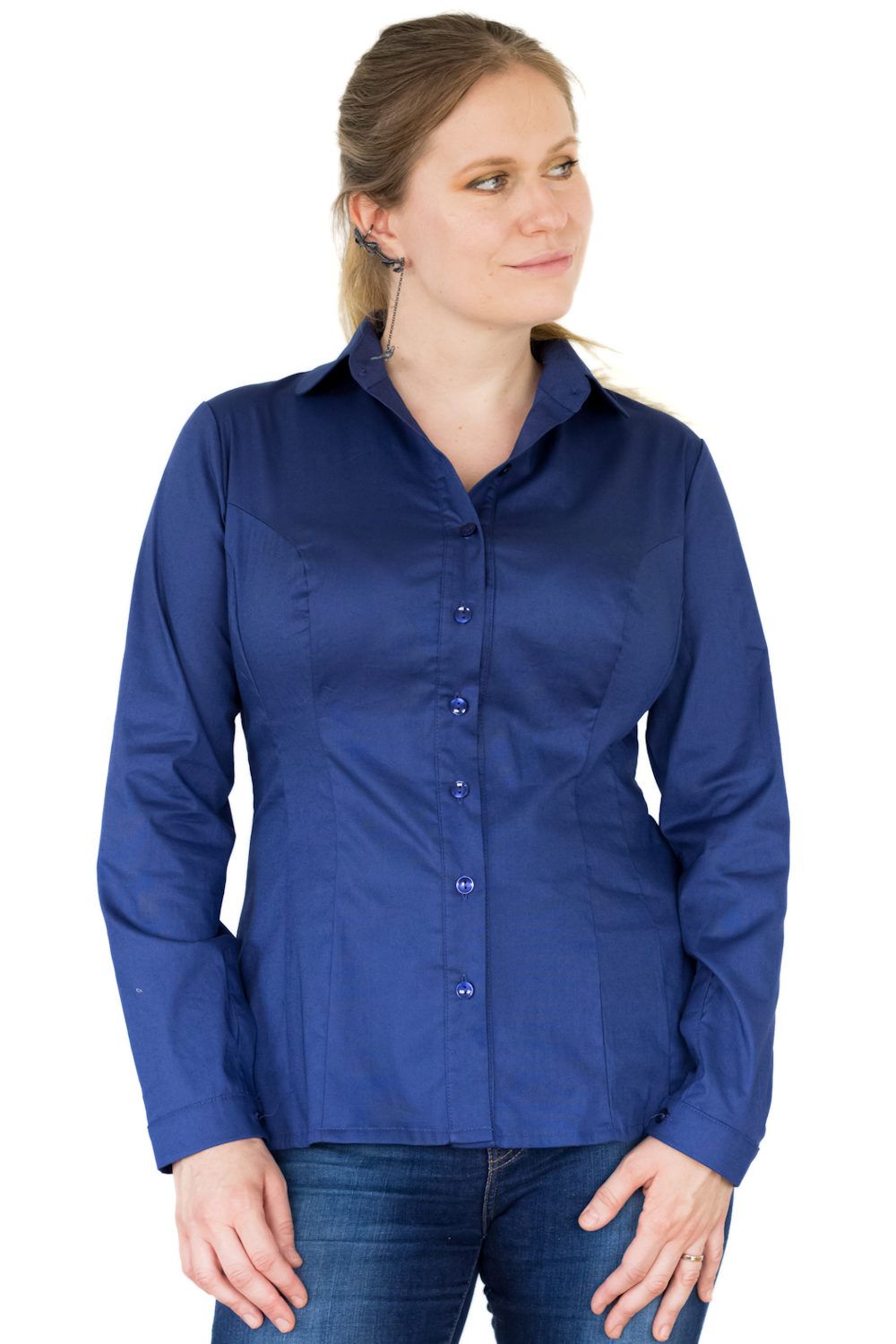 Urkye Minimal Long Sleeved Button Up Shirt Navy