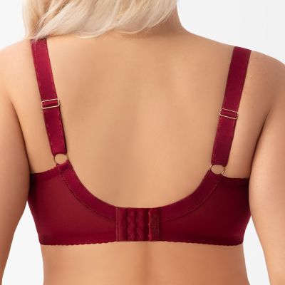 Gorsenia Mira UW Soft Bra Burgundy Underwired, non-padded bra mesh and lace bra. 70-100, D-M K942-deep-red