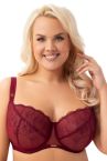 Gorsenia Mira UW Soft Bra Burgundy-thumb Underwired, non-padded bra mesh and lace bra. 70-100, D-M K942-deep-red