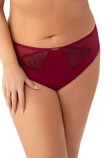 Gorsenia Mira Briefs Burgundy Midi briefs with medium high waist. L/40 - 4XL/48 K943-deep-red