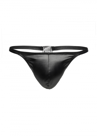 Modus Vivendi Leather look thong black Thong 100% Polyester S-XL 20516