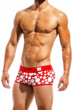 Polka dot swim trunk red