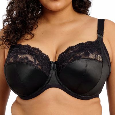 Elomi Molly UW Nursing Bra - Black Underwired, soft cup nursing bra with moisture wicking properties 70-100, G-P EL4542-BLK