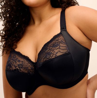 Elomi Morgan UW Banded Bra - Black Underwired, non-padded banded bra in full cup 70-105, E-R EL4111-BLK