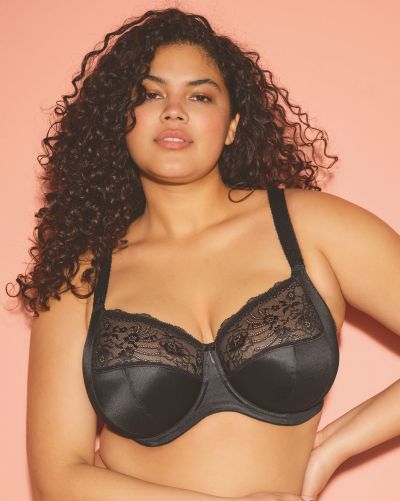 Elomi Morgan UW Banded Bra - Black Underwired, non-padded banded bra in full cup 70-105, E-R EL4111-BLK