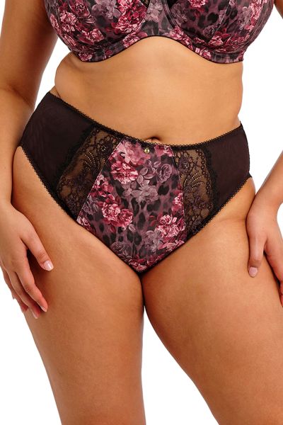 Elomi Morgan High Leg Brief Dark Romance Normal high waist, high cut legs. M/40 - 4XL/50 EL4118-DAE