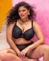 Elomi Nerina UW Stretch Plunge Bra Black-thumb Underwired, full cup plunge bra with flat stretch lace. 70-100, E-N EL302734-BLK