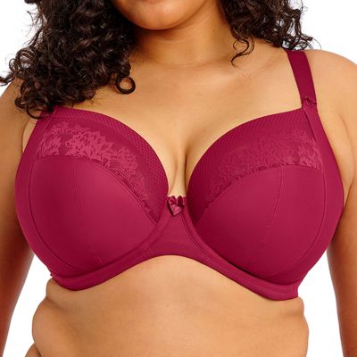 Elomi Nerina UW Stretch Plunge Bra Rouge Underwired, full cup plunge bra with flat stretch lace. 70-100, E-N EL302734-ROG