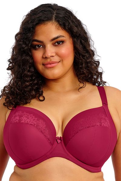 Elomi Nerina UW Stretch Plunge Bra Rouge Underwired, full cup plunge bra with flat stretch lace. 70-100, E-N EL302734-ROG