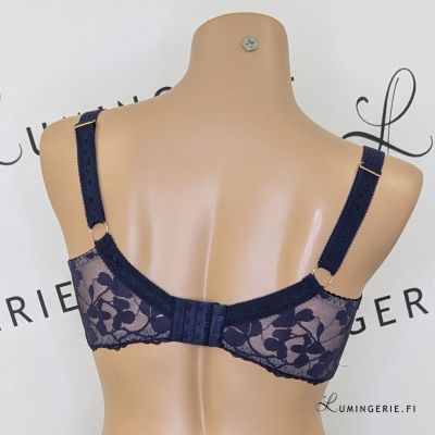 Nessa Ana UW Soft Bra Navy & Beige Underwired non-padded balconnet with double layer mesh and stretch lace cups. 65-100, E-O ANA-550-NAY