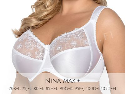 Gaia Lingerie Nina Soft Bra White Underwired, soft cup bra with side support 70-105, D-L BS--644-BIA