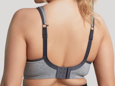 Sculptresse by Panache Sculptresse UW Non-Padded Sports Bra Charcoal Marl Underwired, non-padded sports bra with racerback option 75-105, D-K SCU-9441-CML