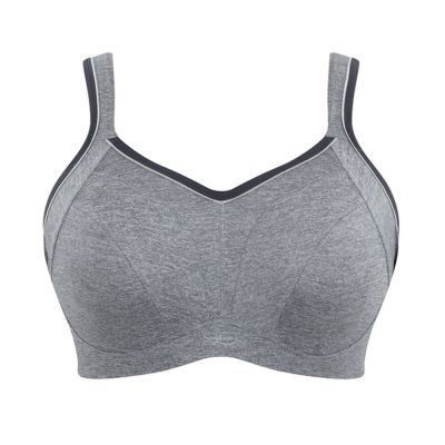 Sculptresse by Panache Sculptresse UW Non-Padded Sports Bra Charcoal Marl Underwired, non-padded sports bra with racerback option 75-105, D-K SCU-9441-CML