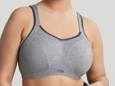Sculptresse by Panache 9441 Activate UW Non-Padded Sports Bra Charcoal Marl Underwired, non-padded sports bra with racerback option. 75-105, D-O SCU-9441-CML