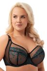 Gorsenia Ottavia UW Soft Side Support Bra Black & Petrol-thumb Underwired, non-padded soft side support bra with embroidery. 65-105, D-L K947