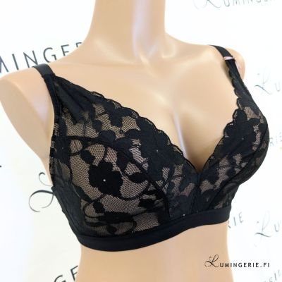 Panache Amour NW Padded Bralette Black & Pecan Non-wired, padded bralette with j-hook on straps. 70-85 F-K 11145-BL-PE