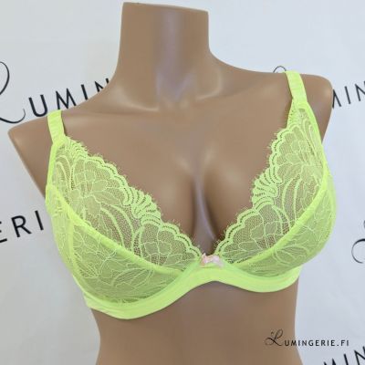 Panache Cherie UW Demi Bra Neon Lime Underwired, non-padded stretch lace bra with super low wiring. 60-85, D-I 11018-NEL