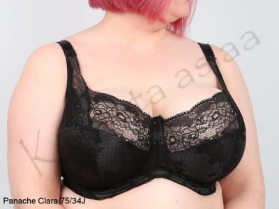 Panache Clara Full Cup Bra Charcoal Black Underwired, unpadded full cup lace bra 65-85, D-J 7255