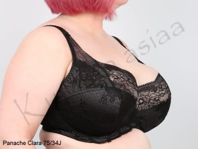 Panache Clara Full Cup Bra Charcoal Black Underwired, unpadded full cup lace bra 65-85, D-J 7255