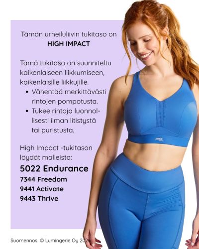 Panache Sport Endurance UW Non-Padded Sports Bra - Azure Underwired, non-padded sports bra with racer back option. 60-90, D-M 5022-AZU