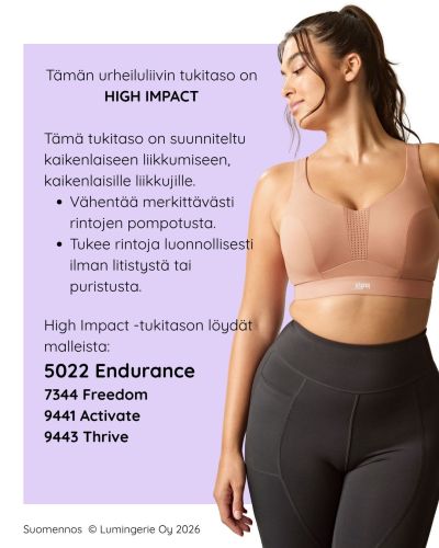 Panache Sport Endurance UW Non-Padded Sports Bra - Dusty Rose Underwired, non-padded sports bra with racer back option. 60-90, D-M 5022-DUE