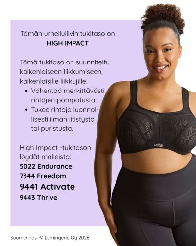 Panache Sport 9441B Activate UW Non-Padded Sports Bra - Black Lace & Chalk Underwired, non-padded sports bra with racerback option. 75-105, D-O SCU-9441B-BLC