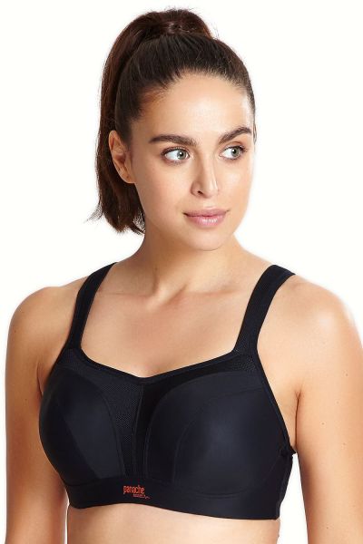 Panache Sport 5021 Power UW Padded Sports Bra Black Underwired, padded sports bra with racer back option 60-90, D-M 5021-BLK