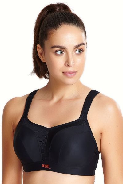 Panache Sport Panache UW Padded Sports Bra Black Underwired, padded sports bra with racer back option 60-90, D-J 5021-BLK