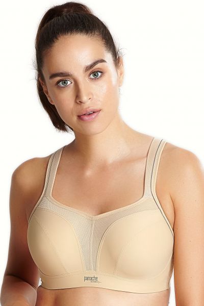 Panache Sport Panache Sports UW Bra Latte Underwired padded sports bra with racer back option 65-90, D-H 5021-LATTE