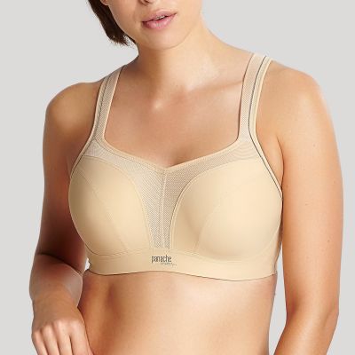 Panache Sport 5021 Power UW Padded Sports Bra Latte Underwired padded sports bra with racer back option 65-90, D-H 5021-LATTE