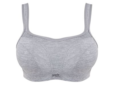 Panache Sport 5021 Power UW Padded Sports Bra Grey Marl Underwired, padded sports bra with racer back option 60-90, D-J 5021-MARL
