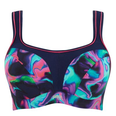 Panache Sport Panache Sports UW Bra Cyber Swirl Underwired padded sports bra with racer back option 65-90, D-J 5021A-CYB