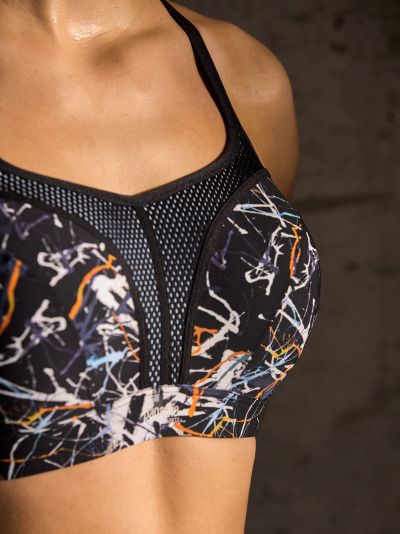 Panache Sport Panache Sports 5021B UW Bra Ink Splat Underwired padded sports bra with racer back option 65-90, D-J 5021B-INK