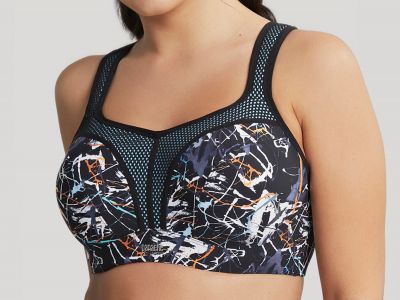 Panache Sport Panache Sports 5021B UW Bra Ink Splat Underwired padded sports bra with racer back option 65-90, D-J 5021B-INK