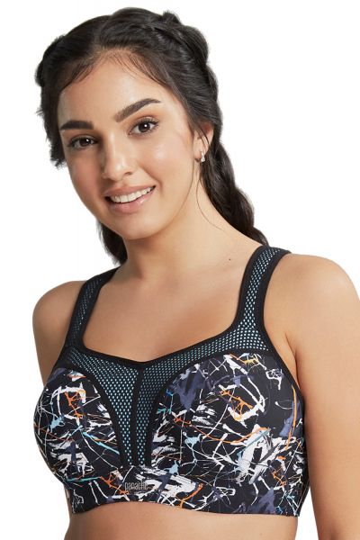 Panache Sport Panache Sports 5021B UW Bra Ink Splat Underwired padded sports bra with racer back option 65-90, D-J 5021B-INK