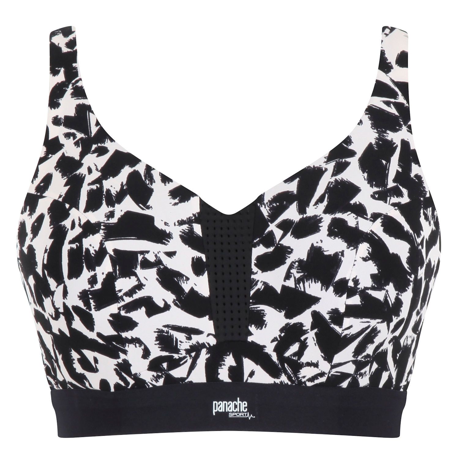 Panache Abstract Print Non Wired Sports Bra, Black/White at John Lewis &  Partners