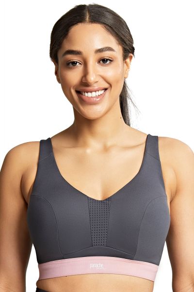Panache Sport Panache Ultra Perform UW Non-Padded Sports Bra Charcoal Underwired, non-padded sports bra with racer back option 60-90, D-J 5022-CHR