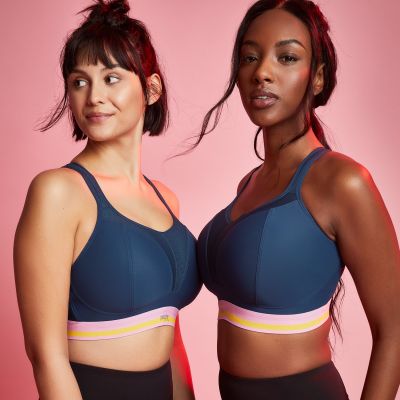 Panache Sport Panache Sport Non Wired Sports Bra Retro Navy Non wired, padded sports bra 65-90, D-J 7341B-RETRO