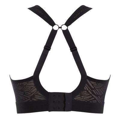 Panache Sport Panache Sport Non Wired Sports Bra Black Lace & Latte Non wired, padded sports bra 60-90, D-J 7341C-BL&L